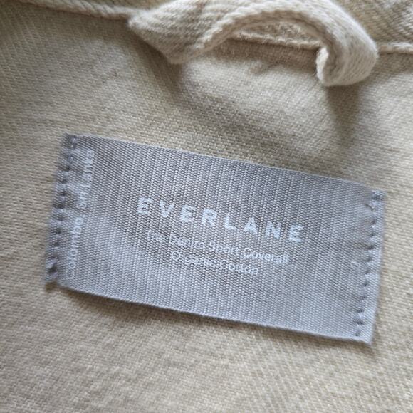 Everlane Denim Zip Up Short Coverall Romper Cream Size S Organic Cotton - Picture 4 of 6